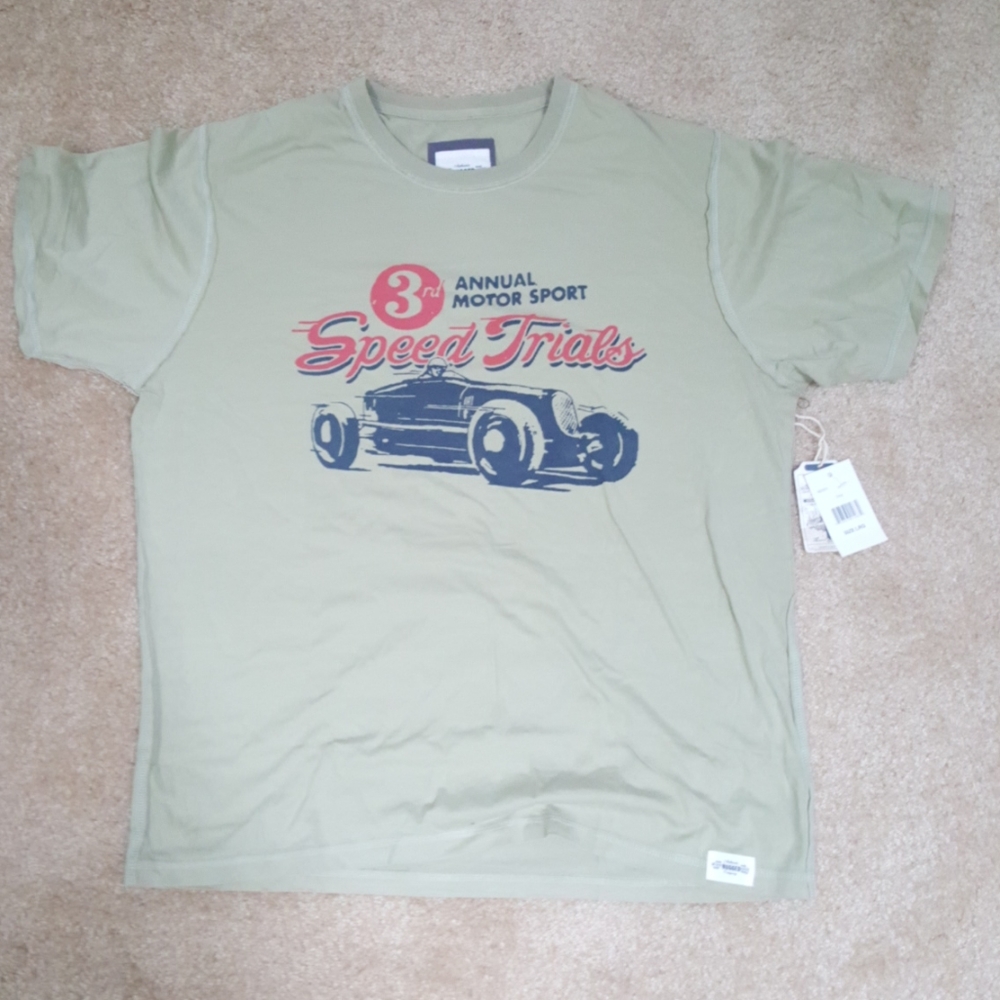 Men's rugged green t-shirt 3rd annual motor new w tags 100% cotton super soft